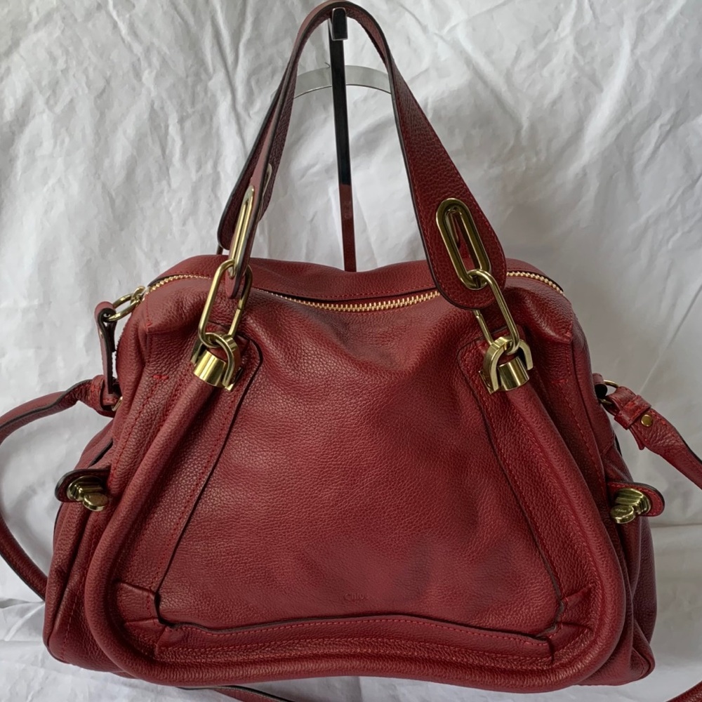 CHLOE Paraty Bag Medium Red Brass Hardware
